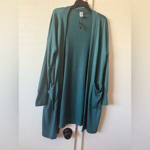 Teal Open Front Cardigan